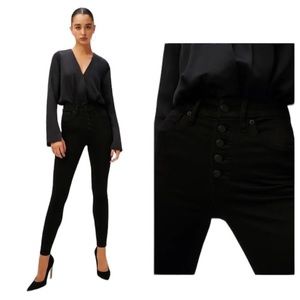 NWT Good American Good Waist Skinny Button Fly Jeans